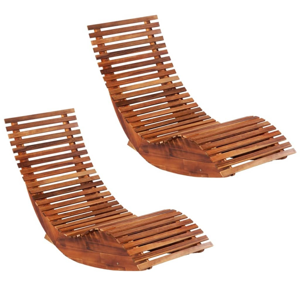 Rocking Chairs Sun Loungers 2 pcs Acacia Wood