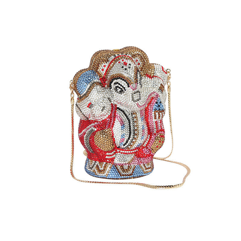 Handmade Elephant Shaped Diamond Clutch Chain Bag