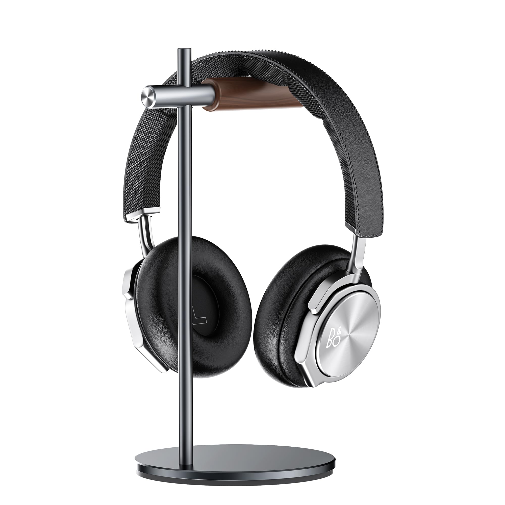 Slidon Headphone Stand Headset Stand for Desk Solid Wood & Aviation Aluminum Alloy Headphone Holder Compatible with AirPods Max Gaming Music Headphones VR Headset (Grey)