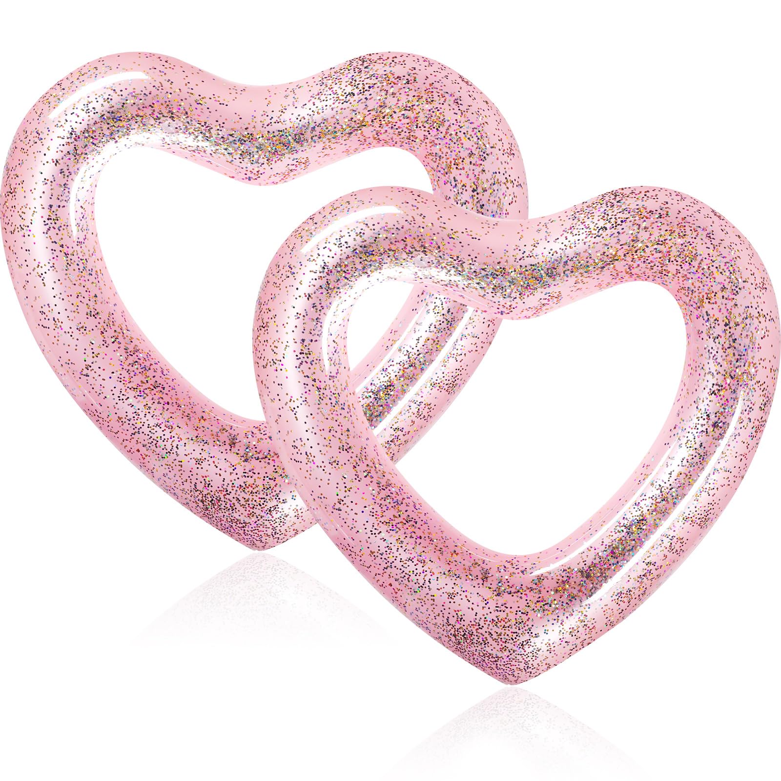 2 Pcs Heart Pool Floats Inflatable Swim Rings 47.3 x 39.4 Inch Bachelorette Floaties Heart Shaped Swimming Loungers Tube for Adults Summer Water RingFun Beach Party Decorations(Pink)