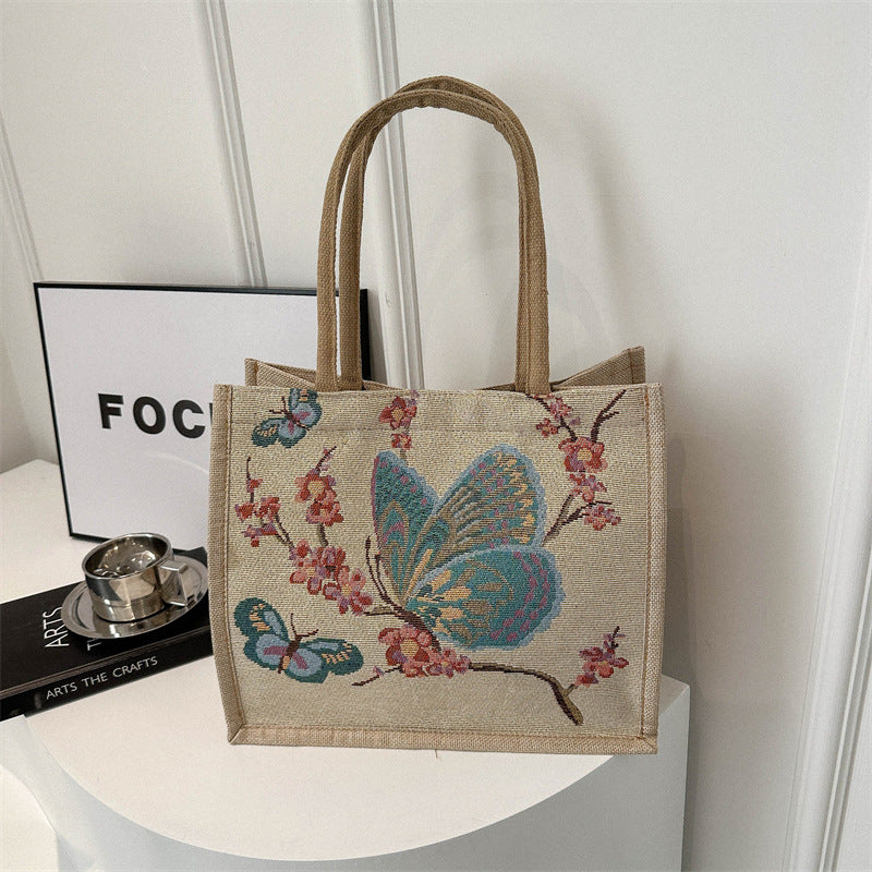 Vintage Ethnic Cartoon Elephant Canvas Tote Bag 2024
