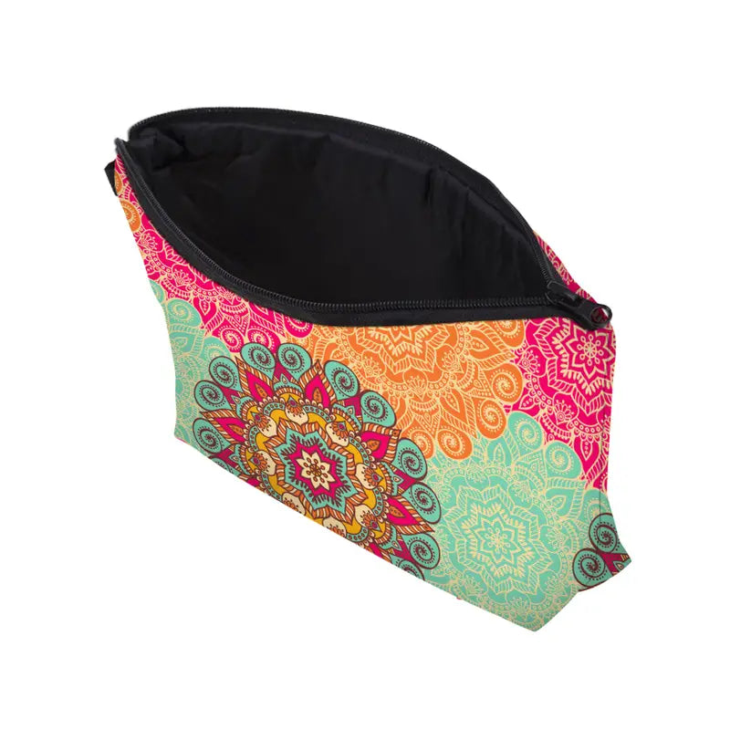 Mandala Flowers Waterproof Makeup Bag