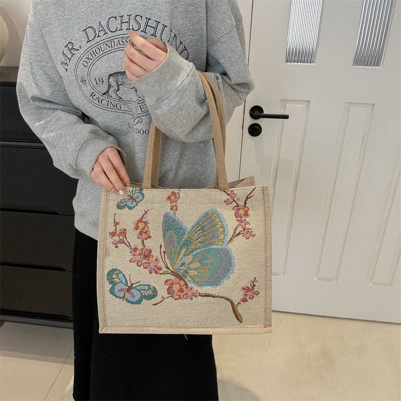 Vintage Ethnic Cartoon Elephant Canvas Tote Bag 2024