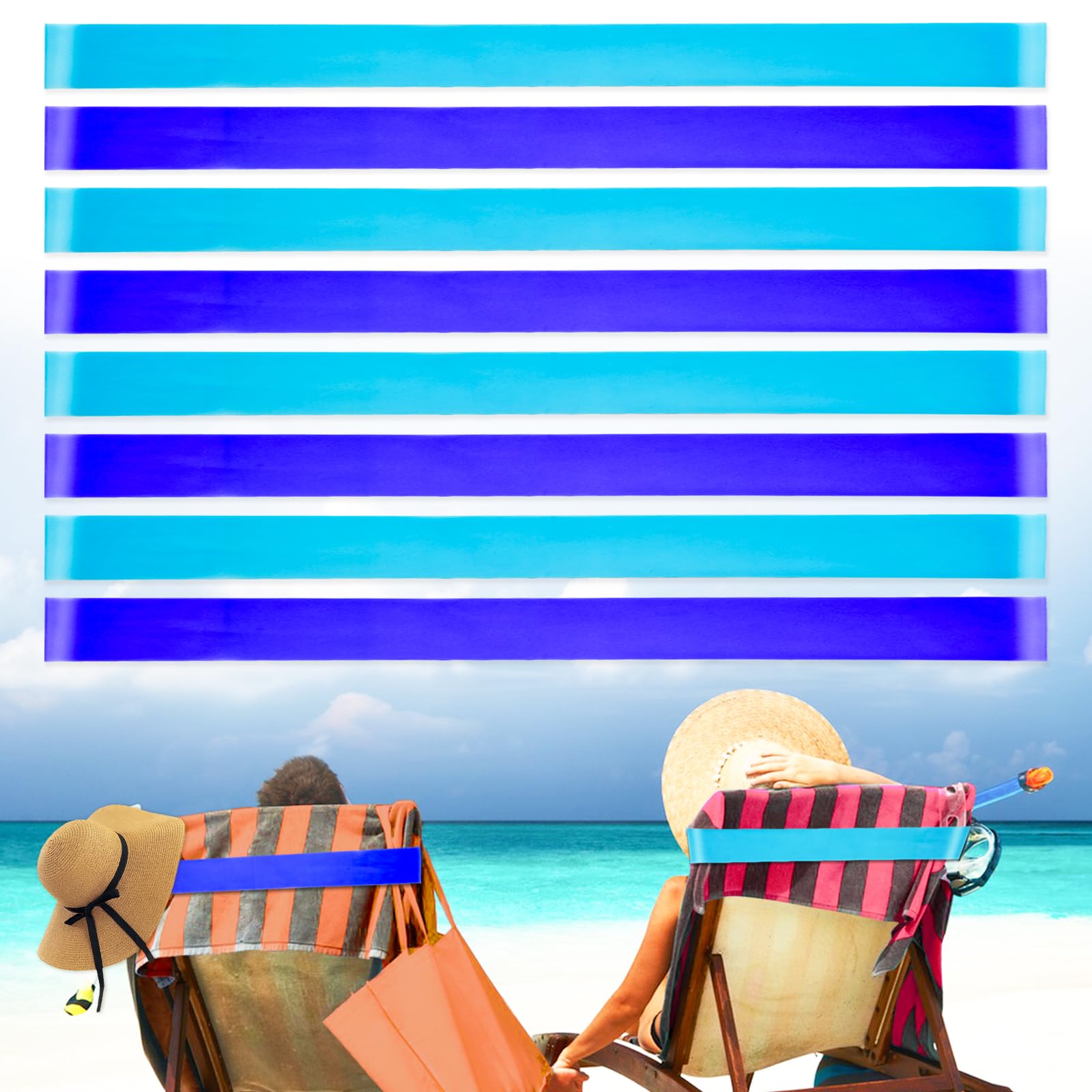 8 Pack Towel Bands Stretchable for Cruise Chairs Beach Chairs Beach Towel Band for Pool 2025 Must Haves Beach Cruise Accessories Perfect Alternatives for Pool Lounge Chair Towel Clips