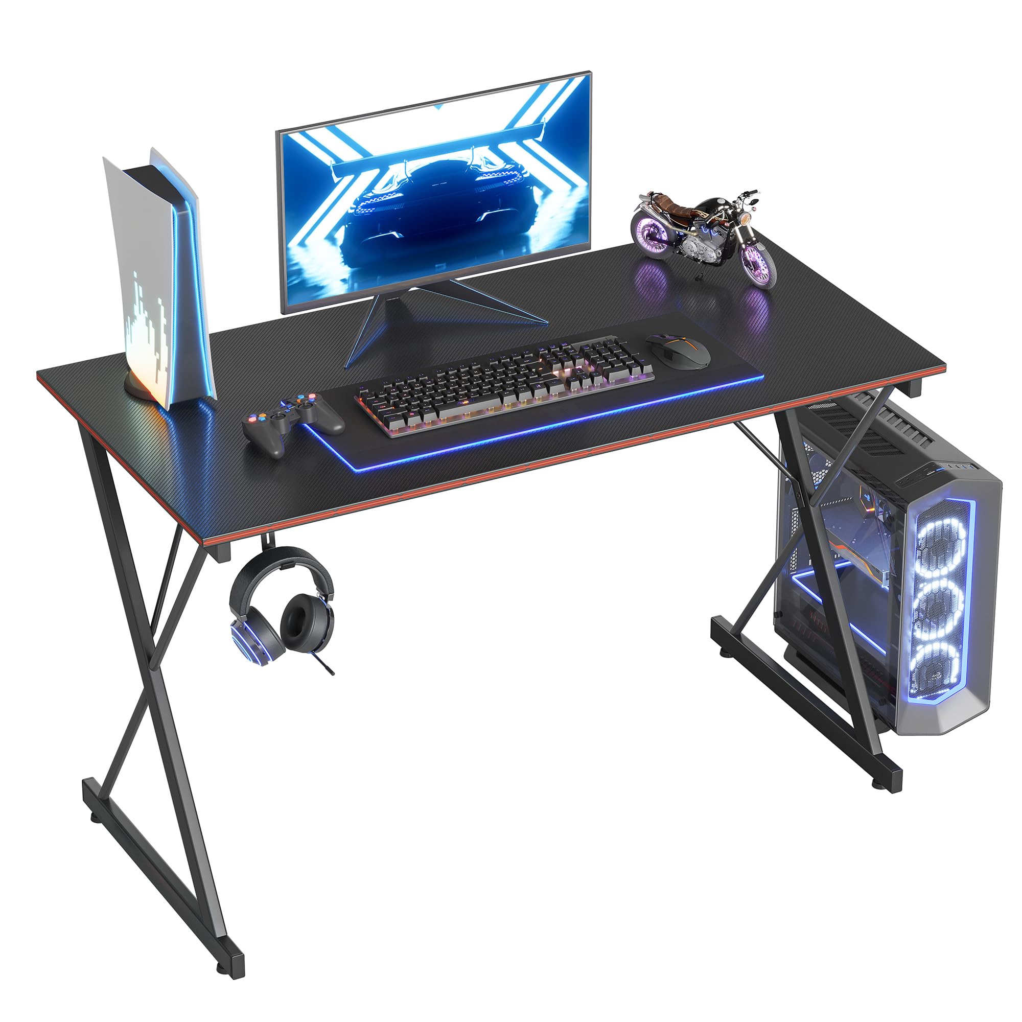 BANTI 47 inch Gaming Home Office Desk with Headphone Hook Black